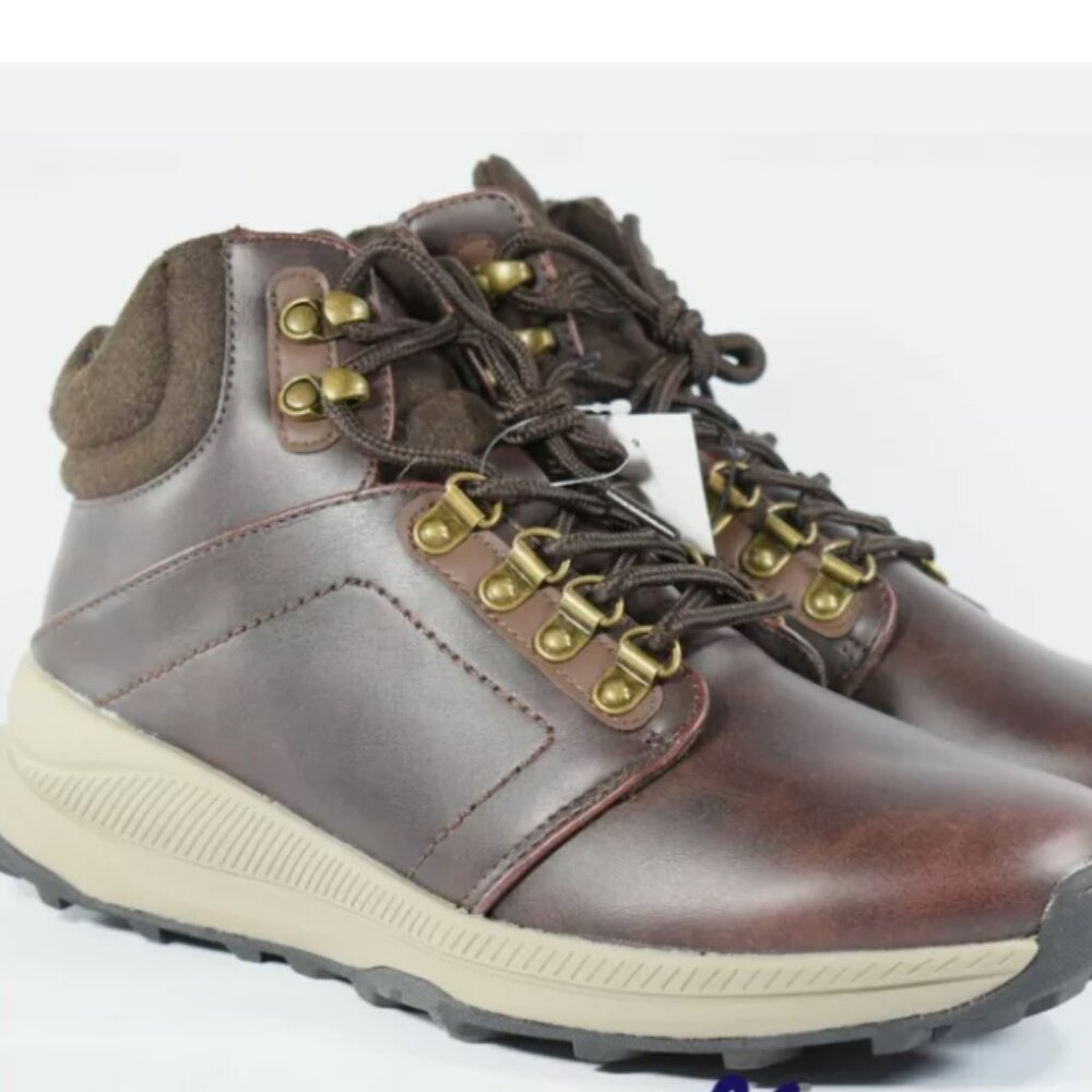 Khombu Men Leather Outdoor Hiker Boots  Memory Foam Waterproof Lightweight - Picture 2 of 7